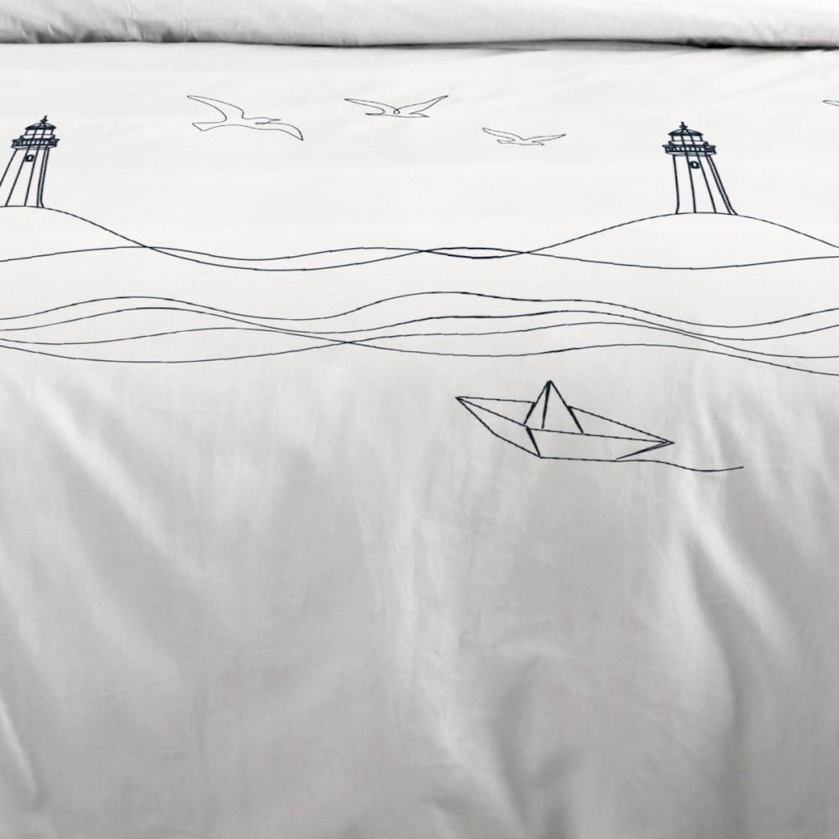 STOF Housse de couette 240x220 finition rabat + 2 taies coton 57 fils