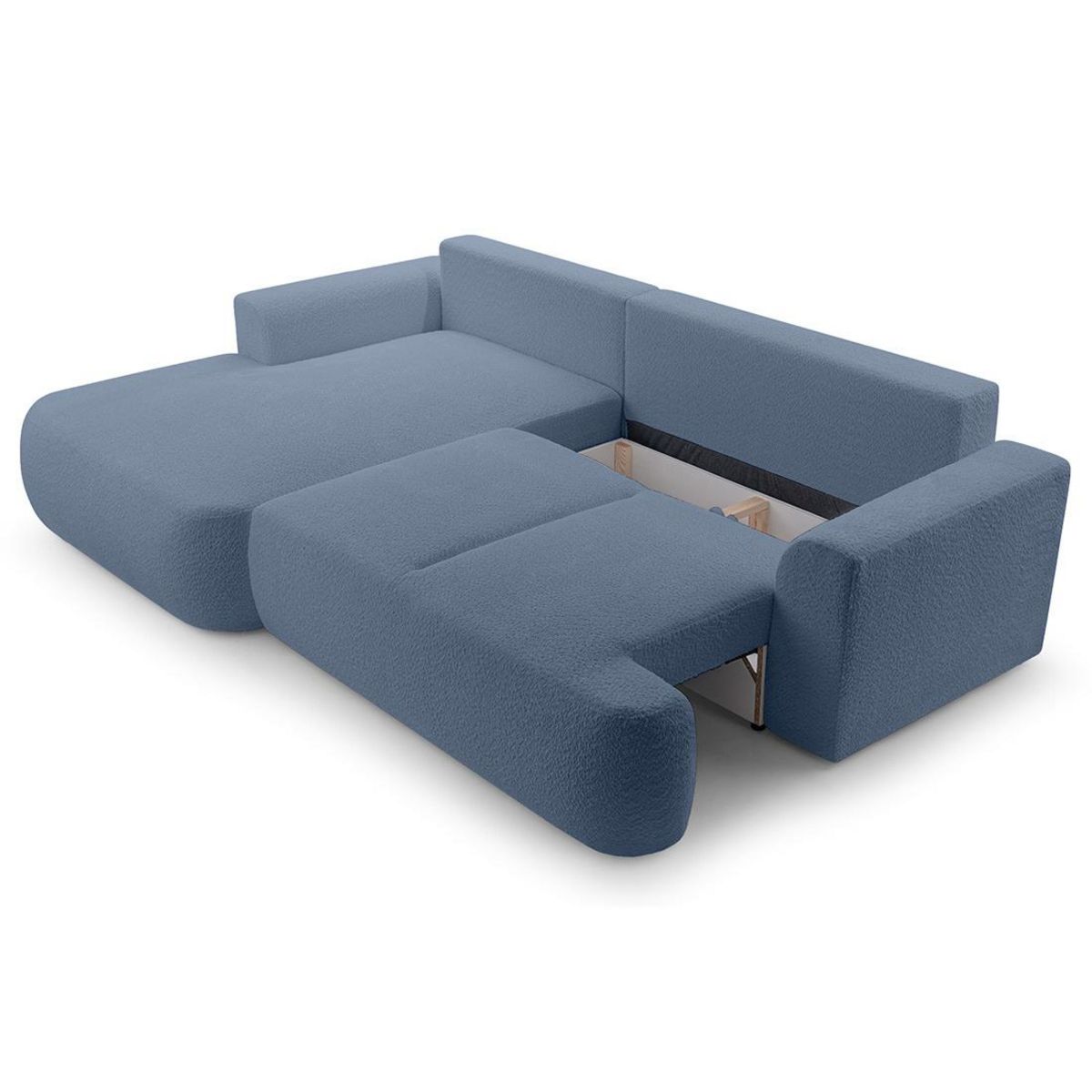 BEST MOBILIER Candela - canapé d'angle gauche 4 places - convertible avec coffre - en tissu bouclette