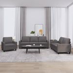 VIDAXL Ensemble de canapes 3 pcs avec coussins Gris Similicuir