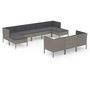 Voir la diapositive 2 : VIDAXL Salon de jardin 10 pcs avec coussins Resine tressee Gris