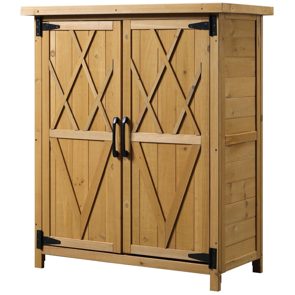 OUTSUNNY Abri de jardin armoire de jardin remise pour outils sur pied dim. 75L x 40l x 90H cm 3 étagères 2 portes toit tôle bois sapin pré-huilé