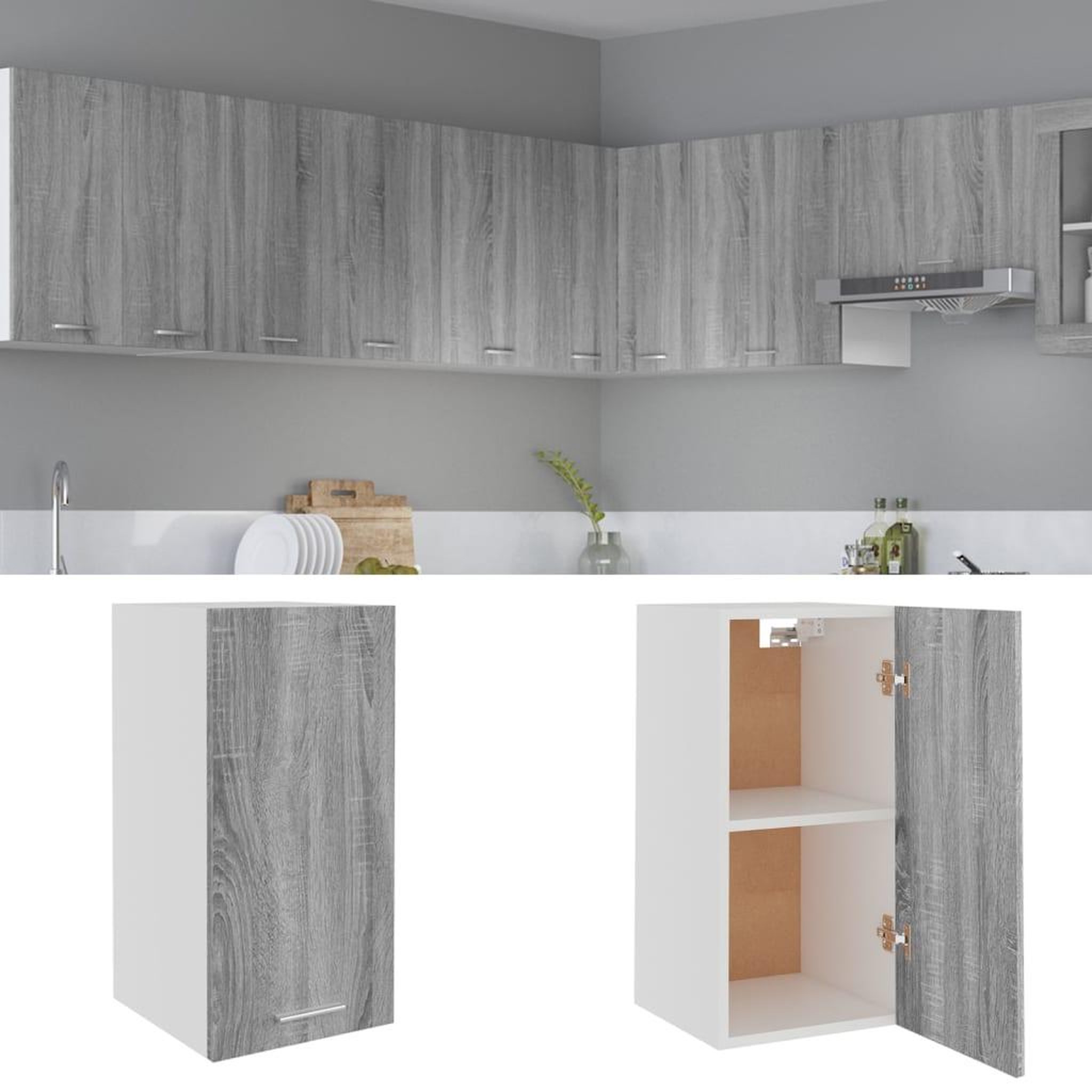Voir la diapositive 1 : VIDAXL Armoire suspendue Sonoma gris 29,5x31x60 cm Bois d'ingenierie