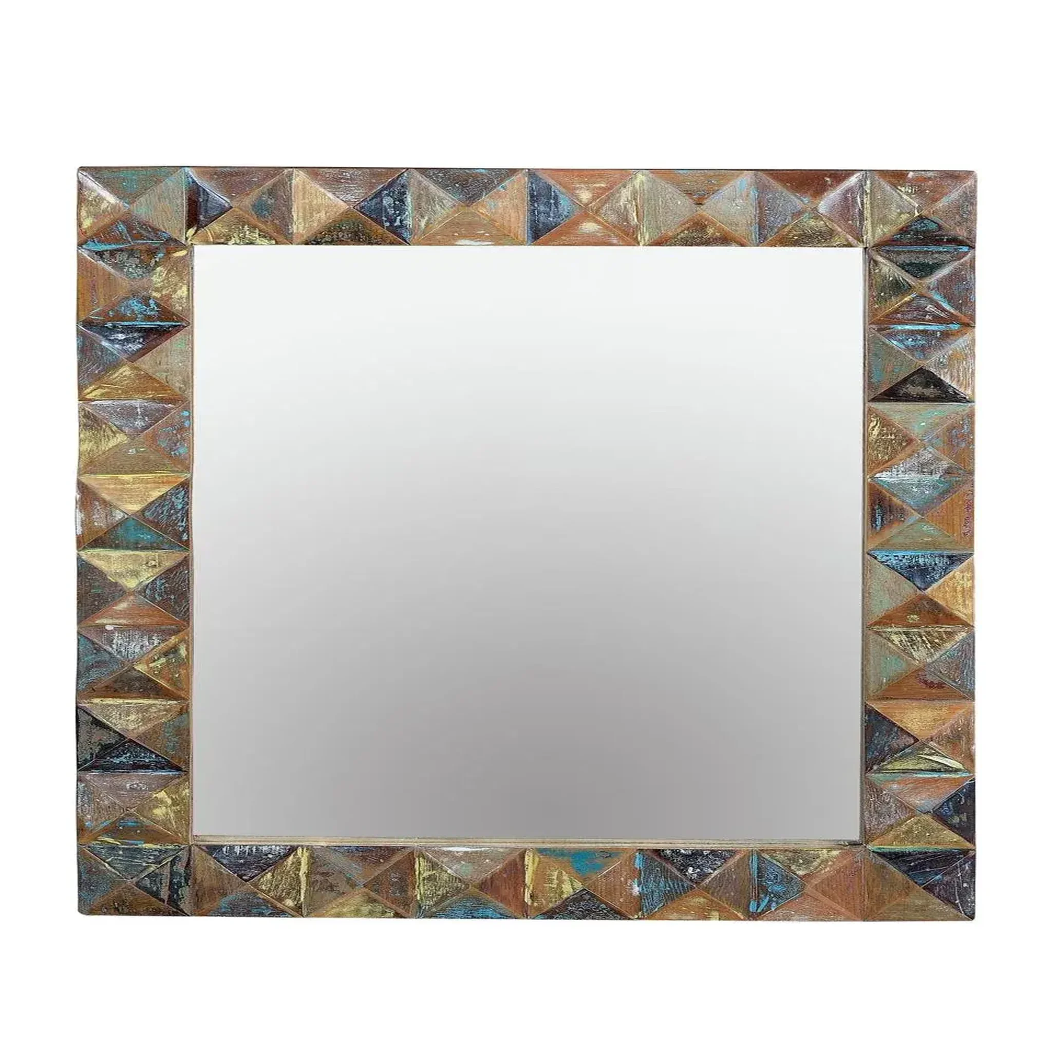 GINER Y COLOMER SL Miroir en bois recyclé, dos en mdf 80 cm style industriel moderne