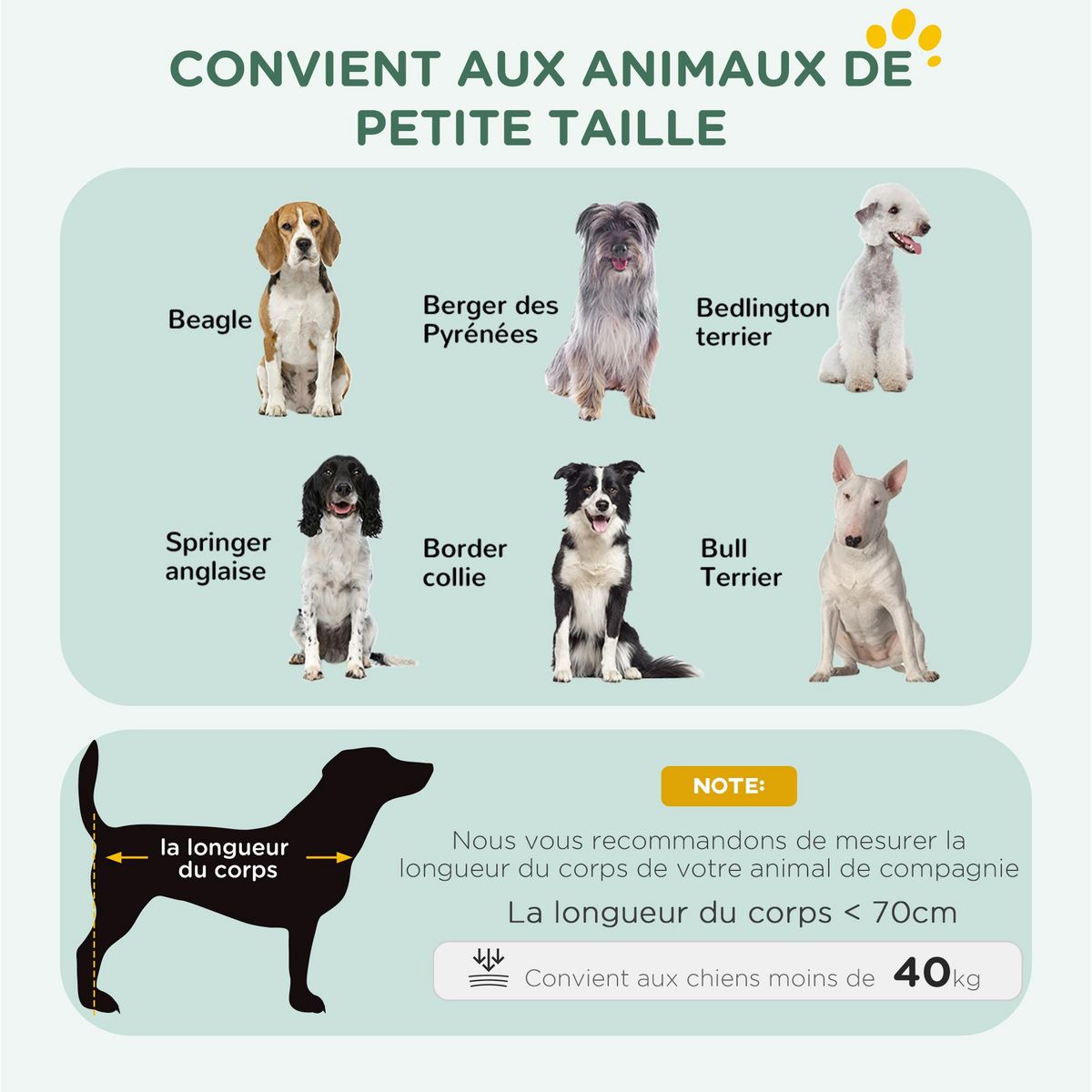 PAWHUT Cage caisse de transport pliable pour chien 105 x 70 x 75 cm avec coussin