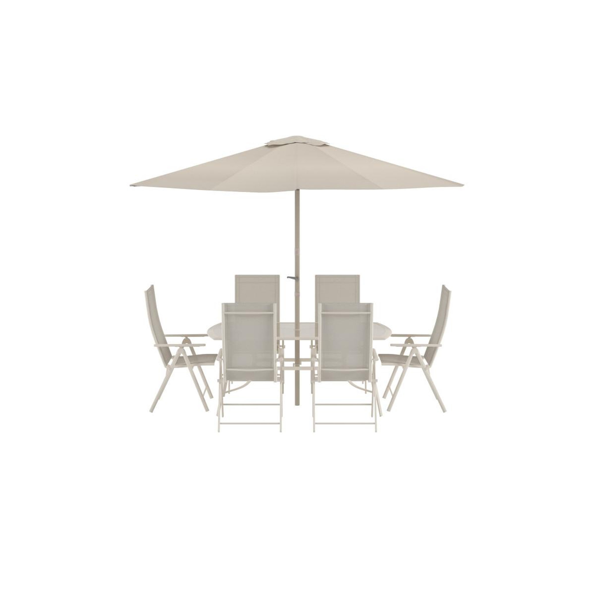 Voir la diapositive 2 : Paris Prix Ensemble table de jardin & 6 chaises  brekki  150cm beige