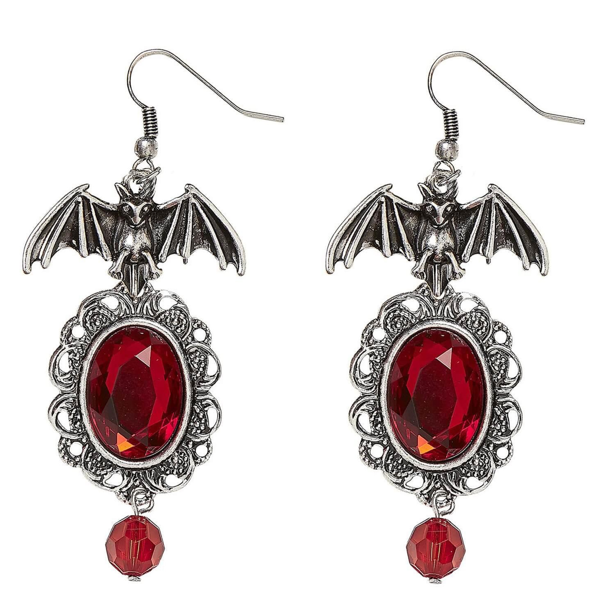 WIDMANN BOUCLES D'OREILLES chauve-souris pierre rouge