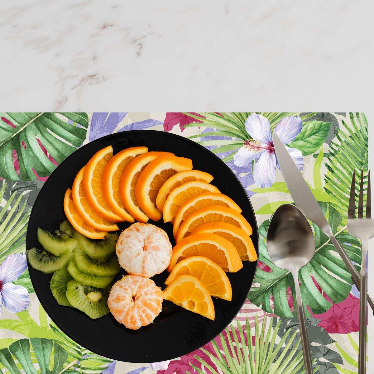 HABITABLE Lot de 6 sets de table Ibis - 28 x 43 cm - Vert