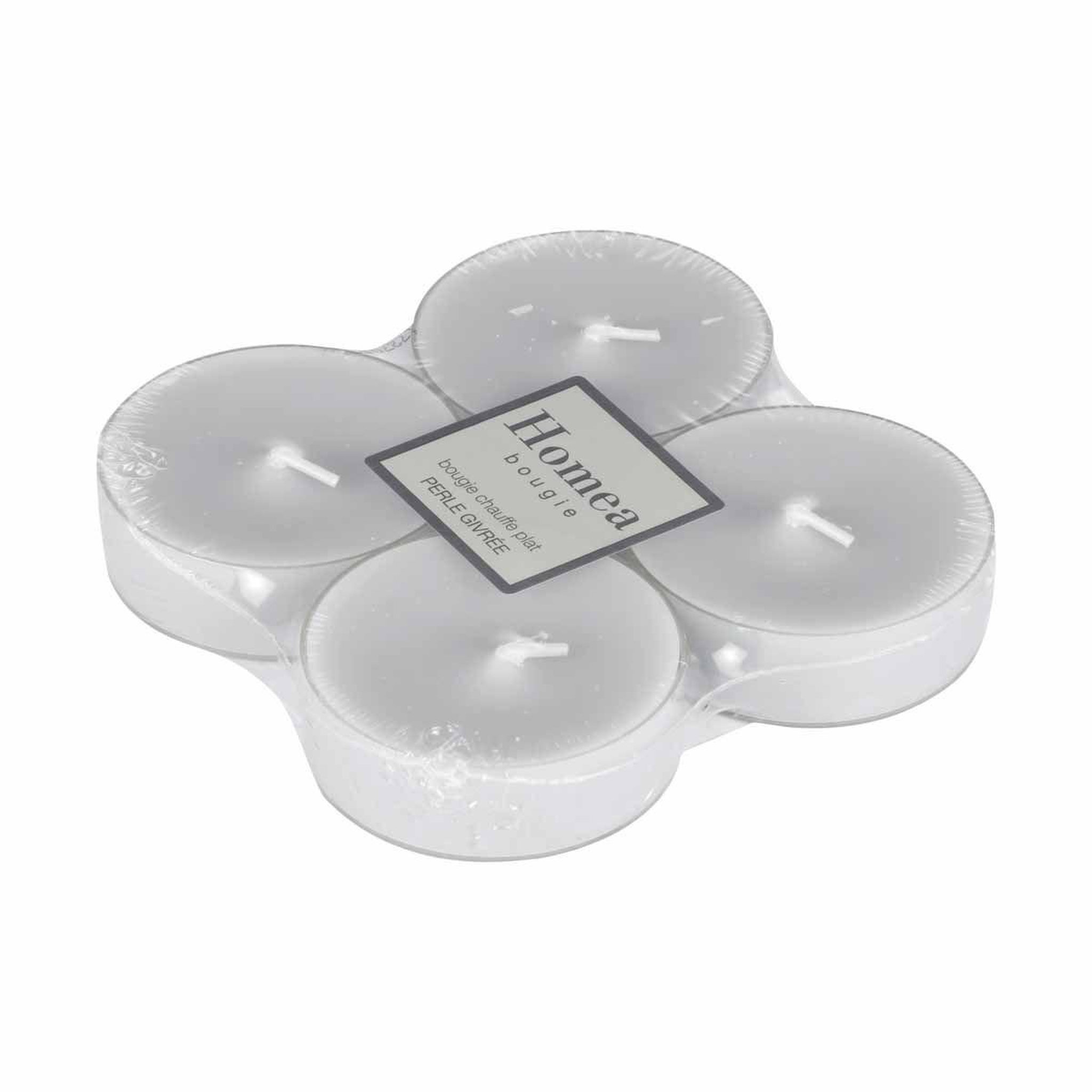 Voir la diapositive 2 : HOMEA Lot de 4 bougies parfumées chauffe-plat  trendie  perle givrée