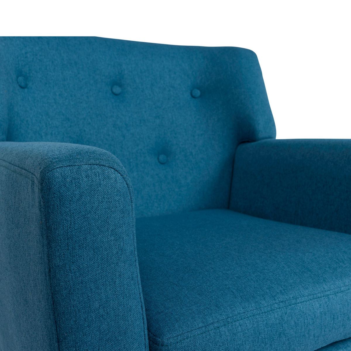 ID MARKET Fauteuil scandinave LIV en tissu bleu canard