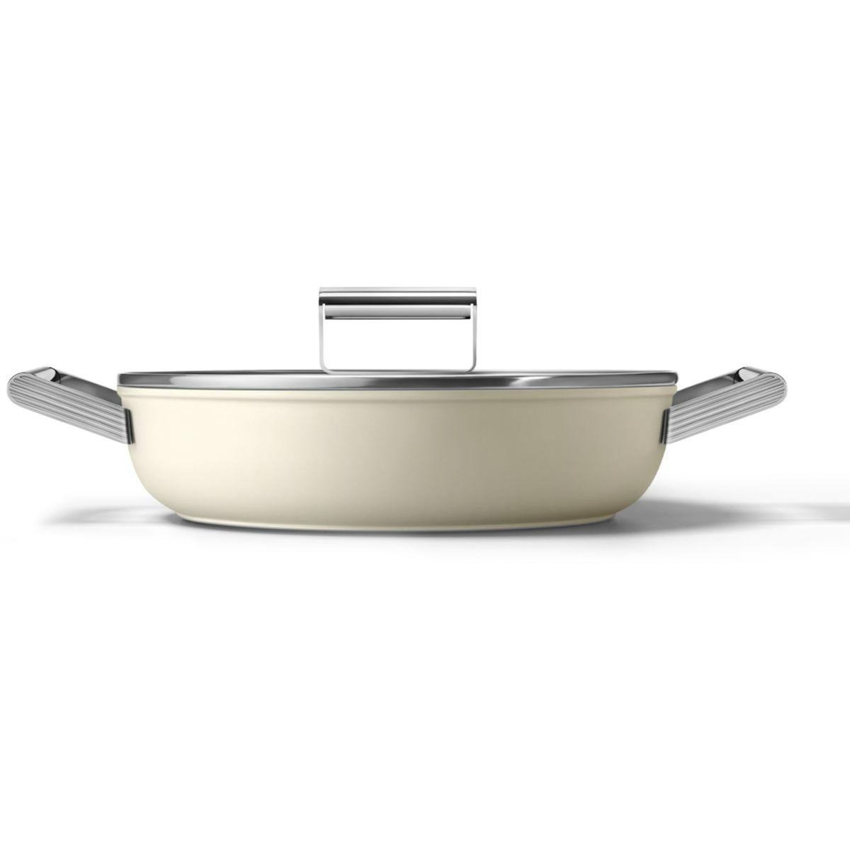 SMEG Sauteuse 28cm céramique crème avec couvercle