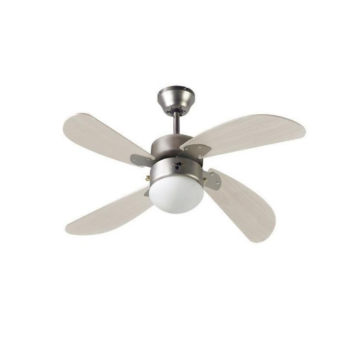 Farelek FARELEK - BERMUDES O 107 cm - Ventilateur de plafond reversible, 4 pales chene clair + eclairage 1 globe 60W E27 - 112423