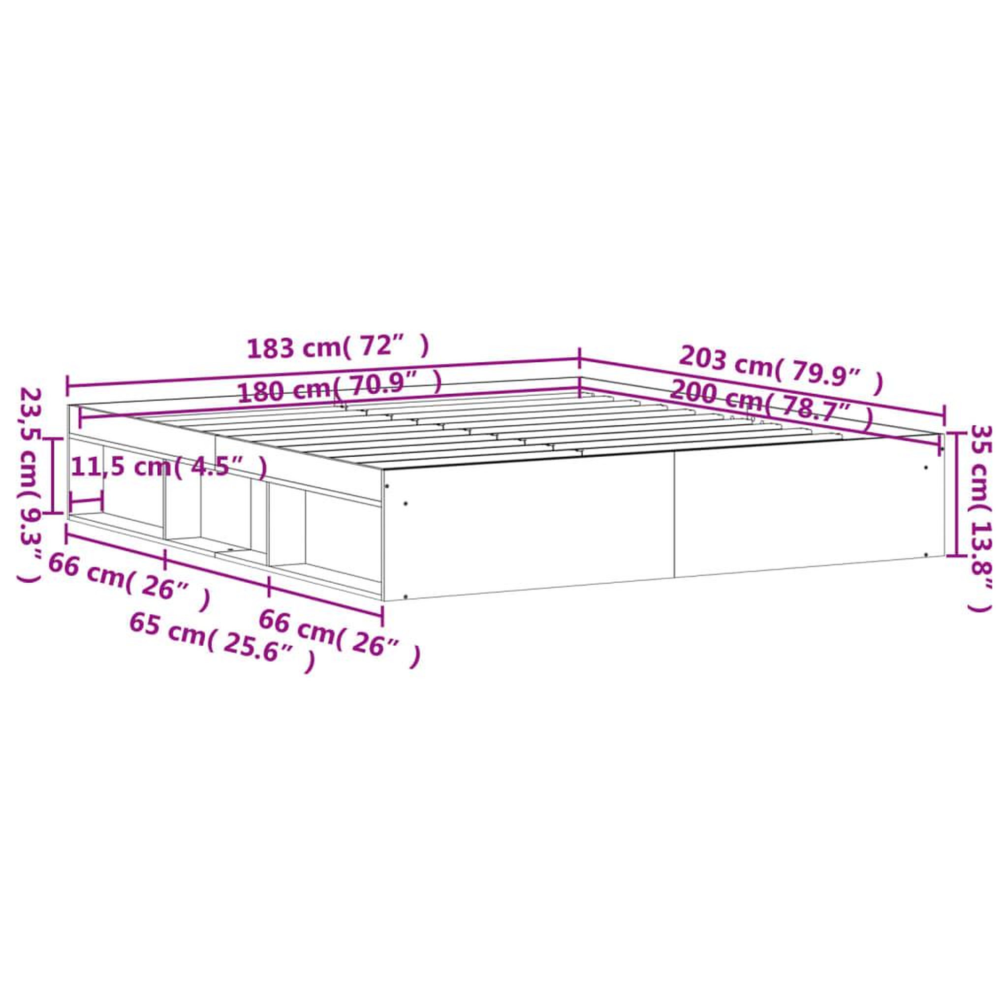 Voir la diapositive 6 : VIDAXL Cadre de lit sans matelas sonoma gris 180x200 cm