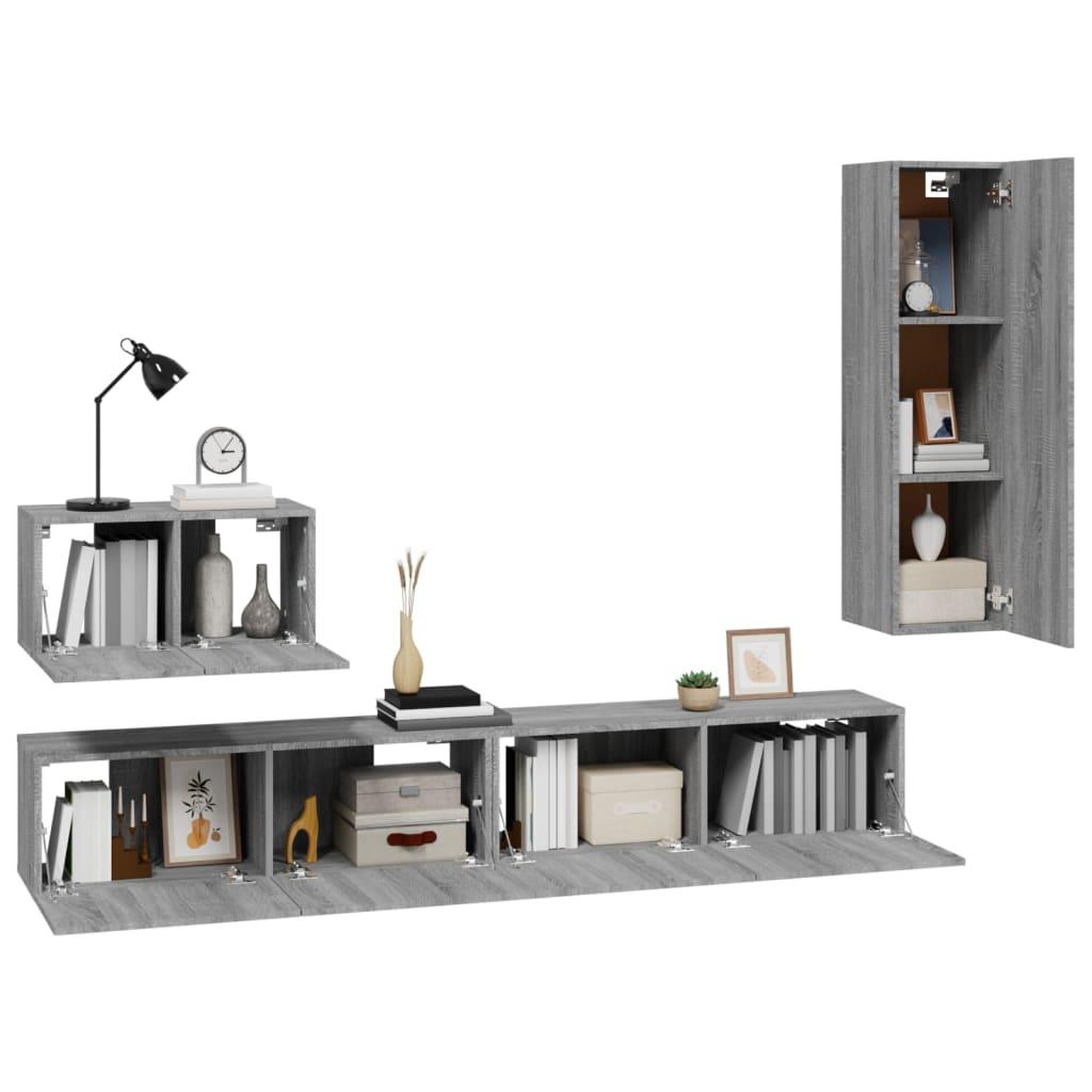 Voir la diapositive 4 : VIDAXL Ensemble de meubles TV 4 pcs Sonoma gris Bois d'ingenierie