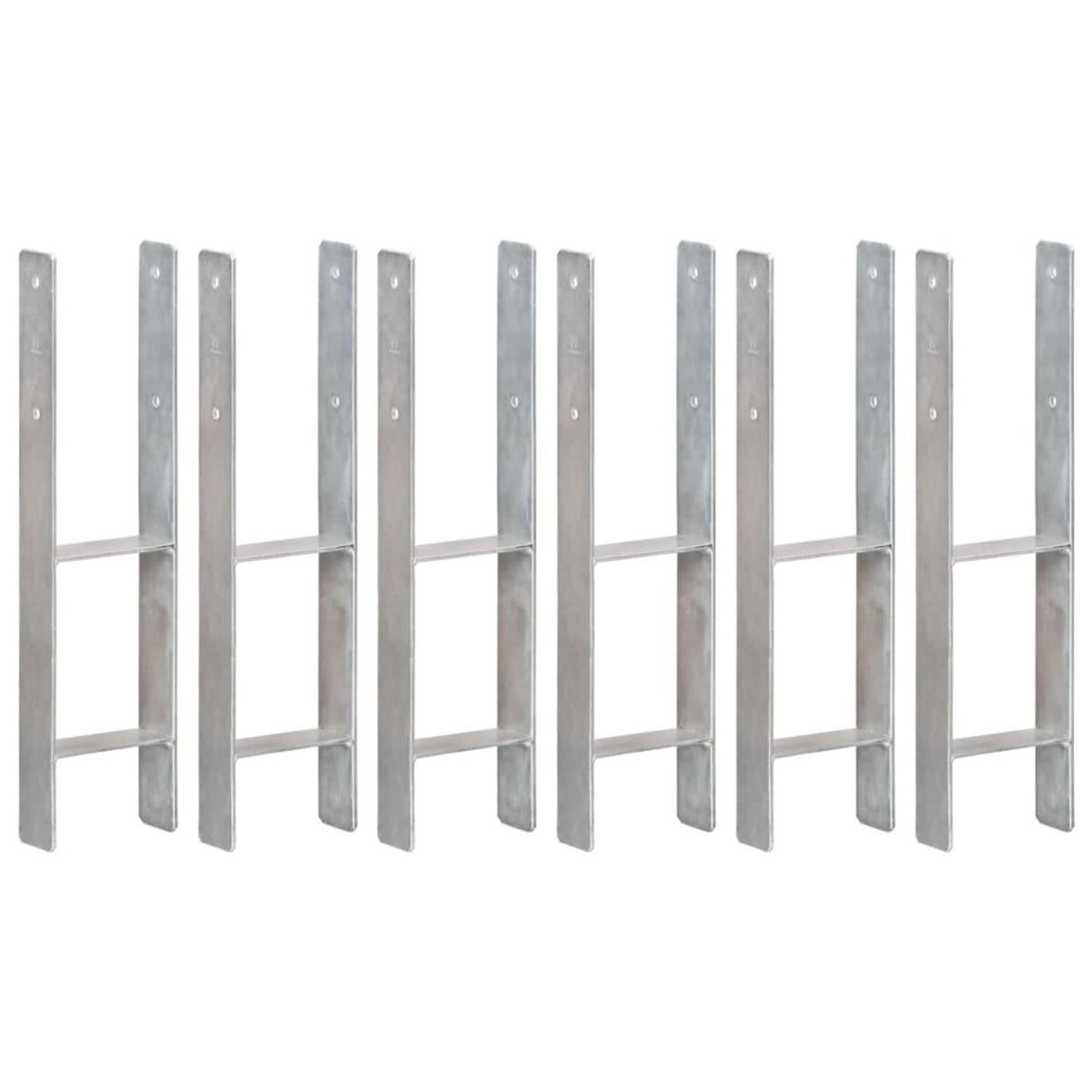 VIDAXL Piquets de cloture 6 pcs Argente 14x6x60 cm Acier galvanise