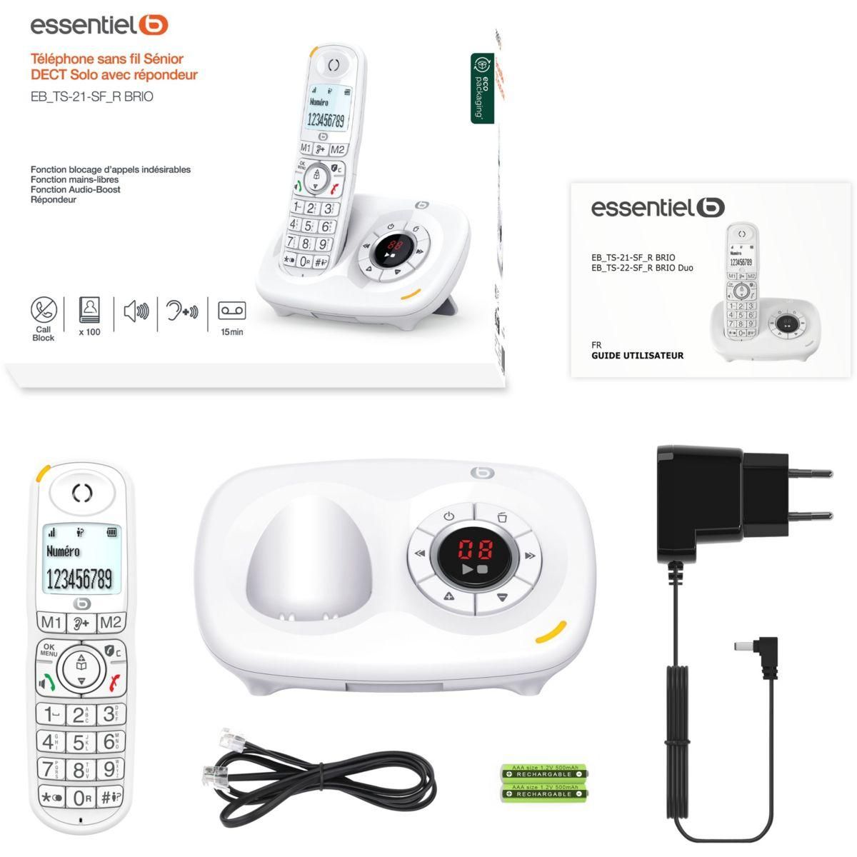 ESSENTIEL B Téléphone sans fil BRIO SOLO Rép