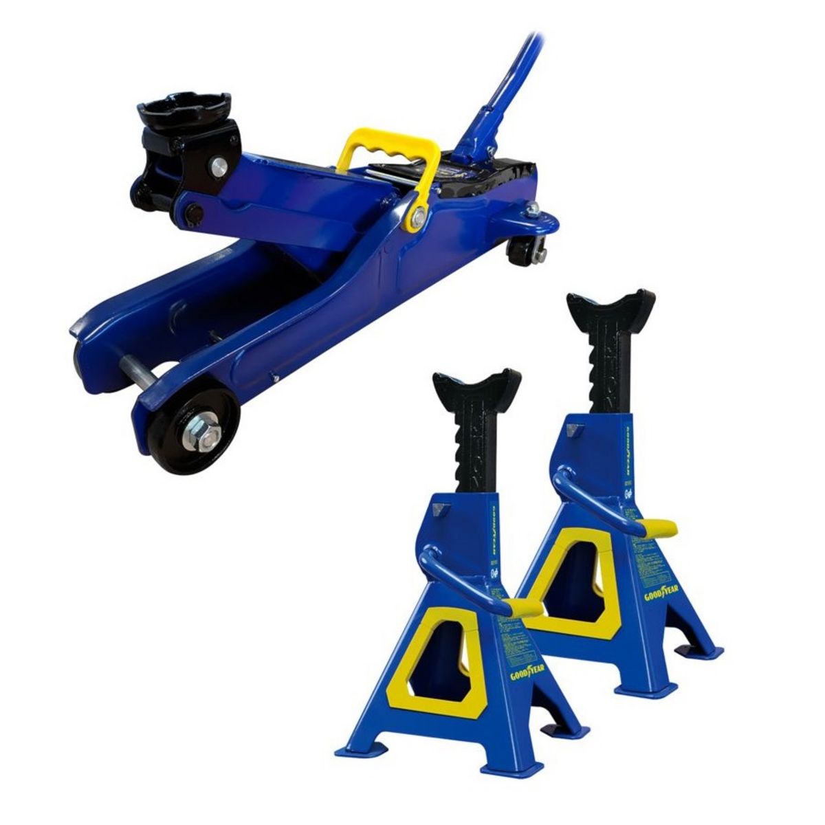 GOODYEAR Cric rouleur hydraulique + 2 chandelles à crémaillère 2T