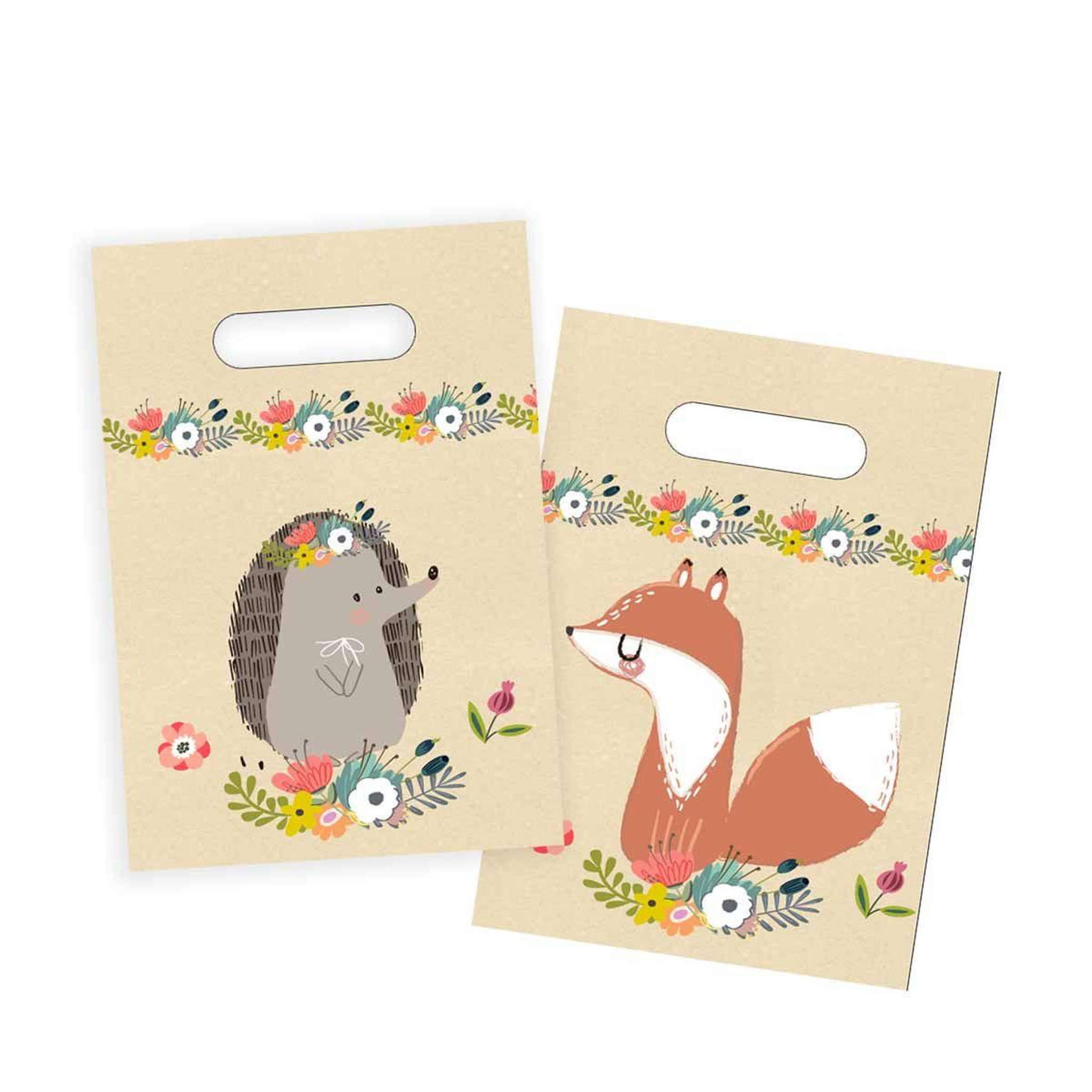 RIRE & CONFETTI Lot de 6 Sacs à Bonbons  Amis Nature  23cm Naturel