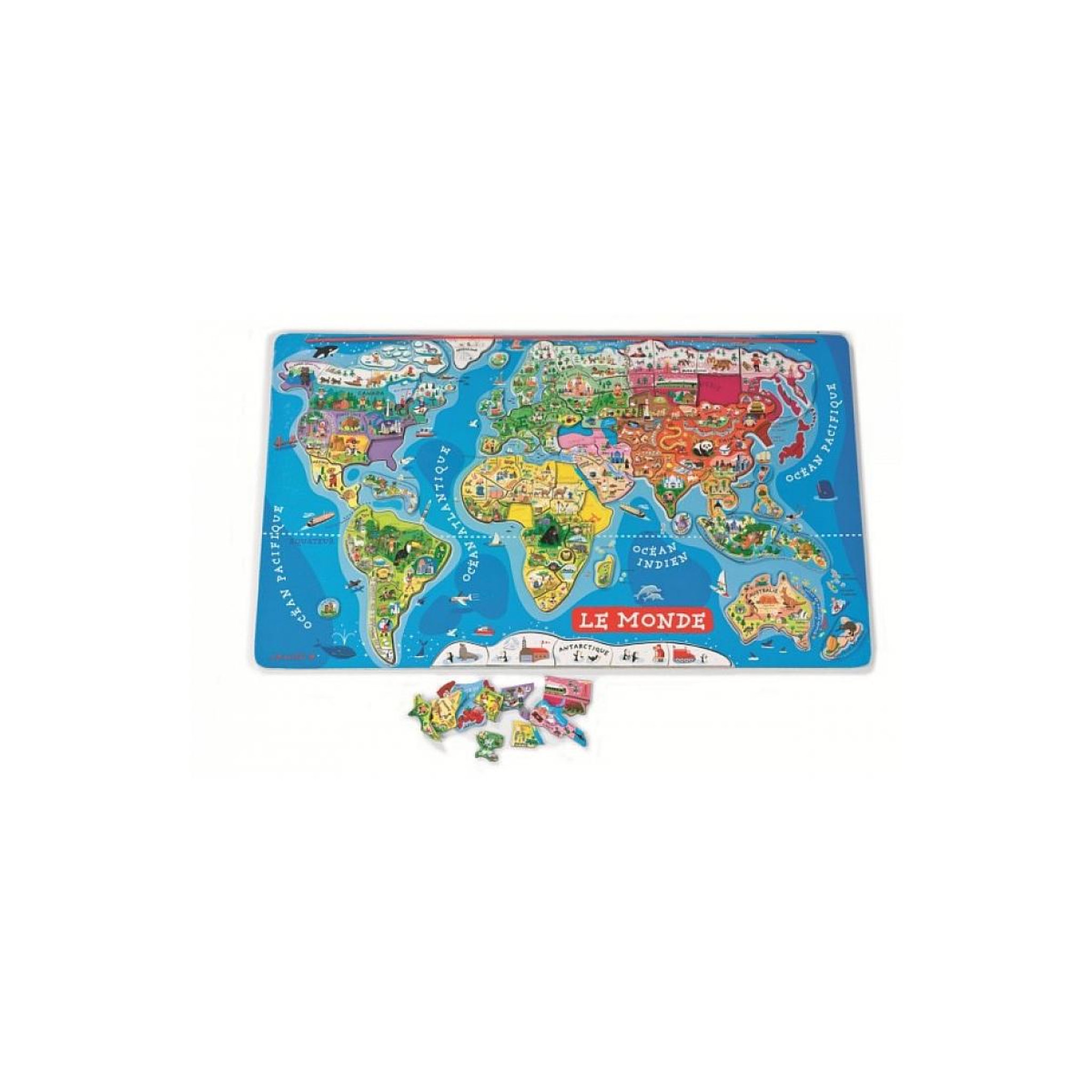 JANOD Puzzle monde magnetique 92 pc