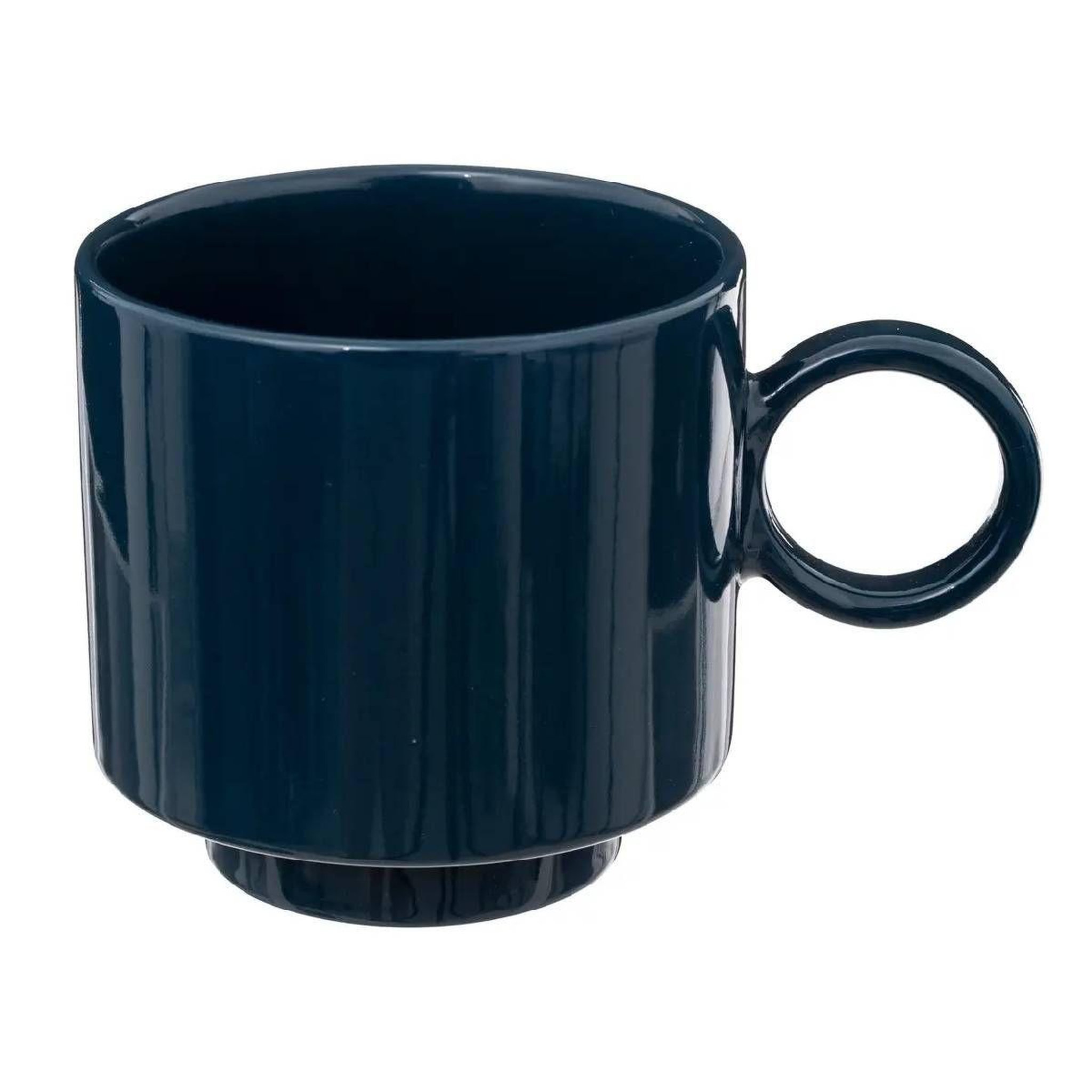 Voir la diapositive 2 : SECRET DE GOURMET Lot de 6 mugs en céramique  anne  38cl bleu encre