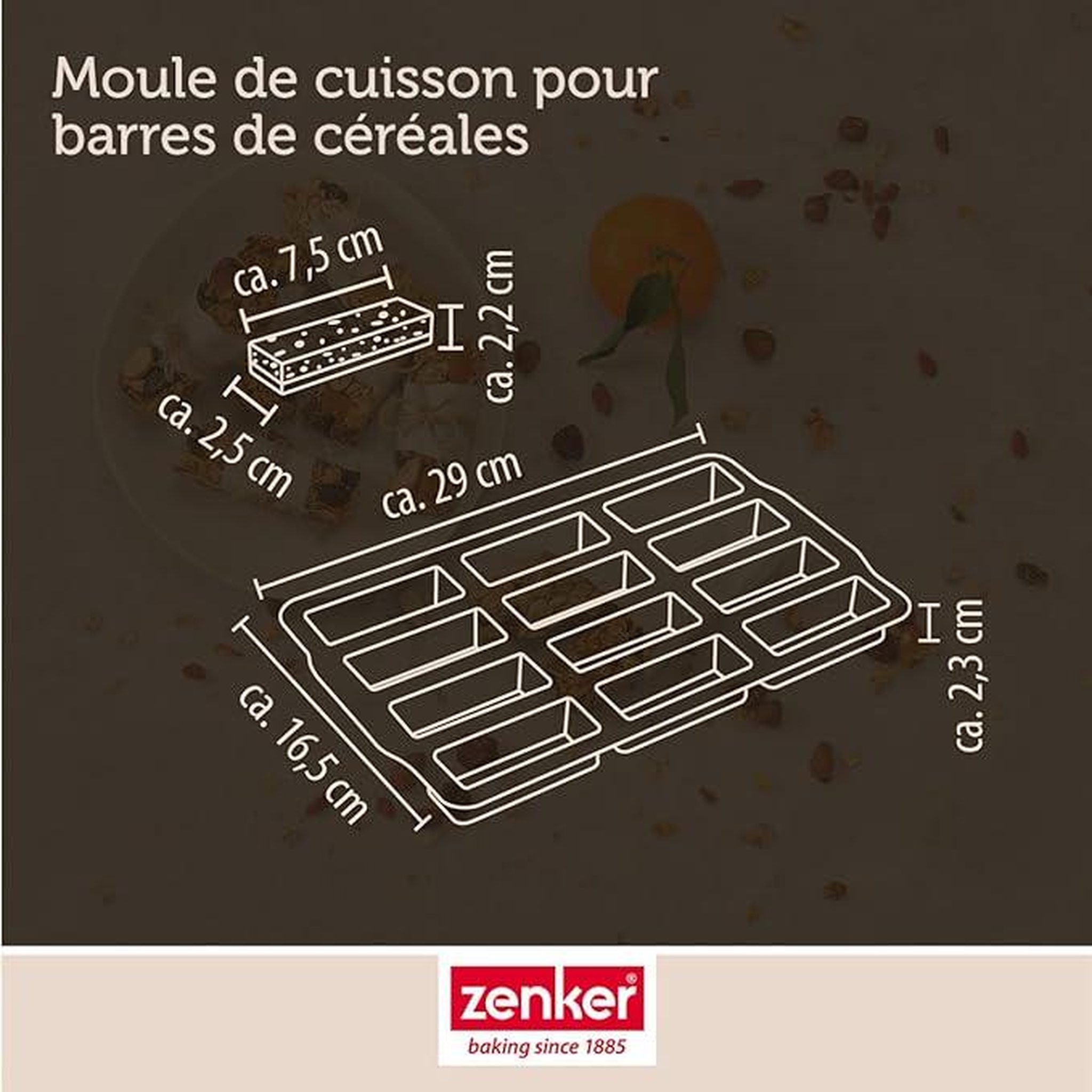 Voir la diapositive 4 : ZENKER Moule en silicone pour 12 barres de muesli zenker sweet sensation