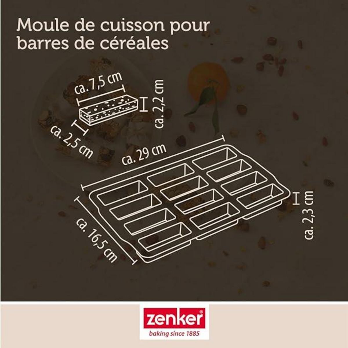 ZENKER Moule en silicone pour 12 barres de muesli Zenker Sweet Sensation