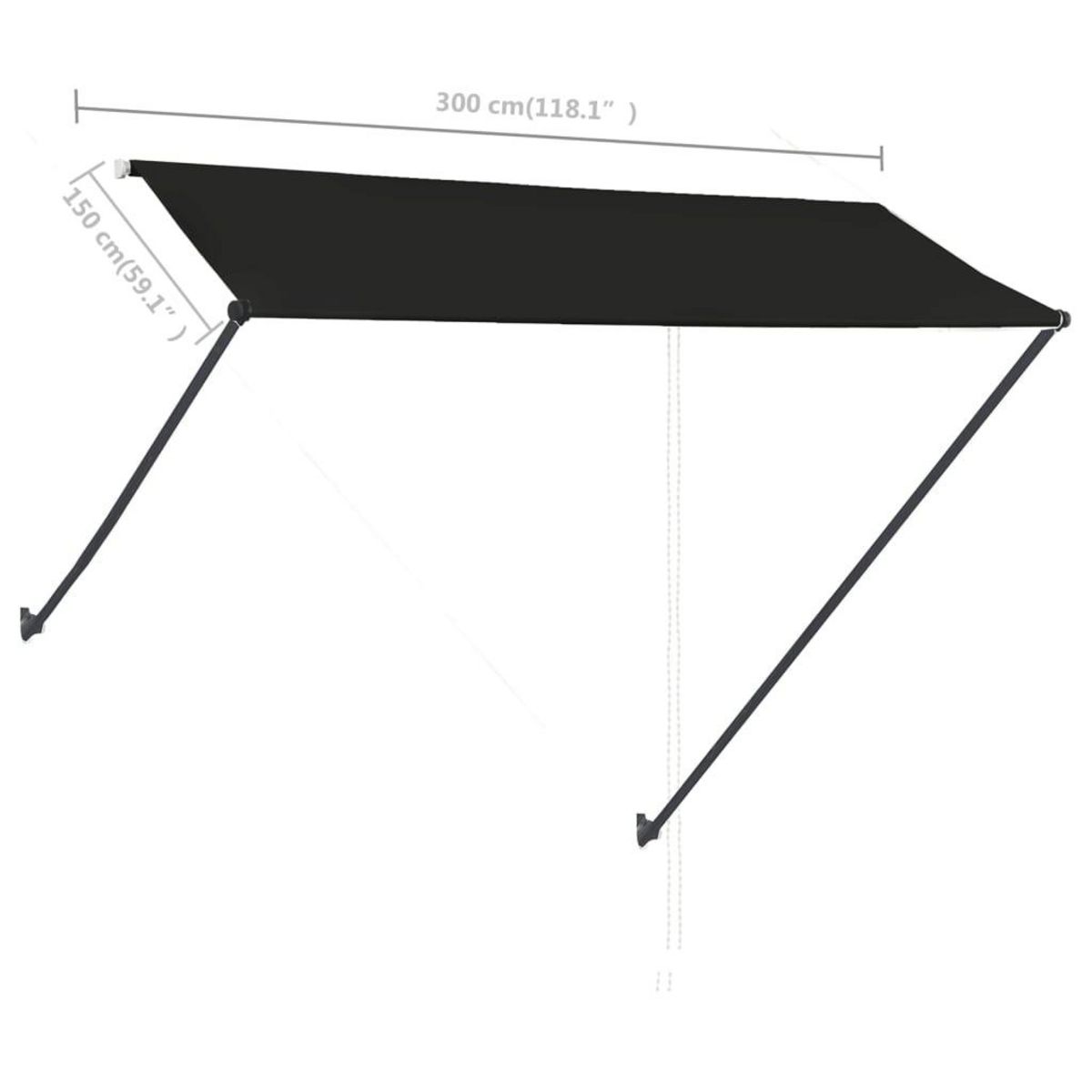 VIDAXL Auvent retractable avec LED 300x150 cm Anthracite
