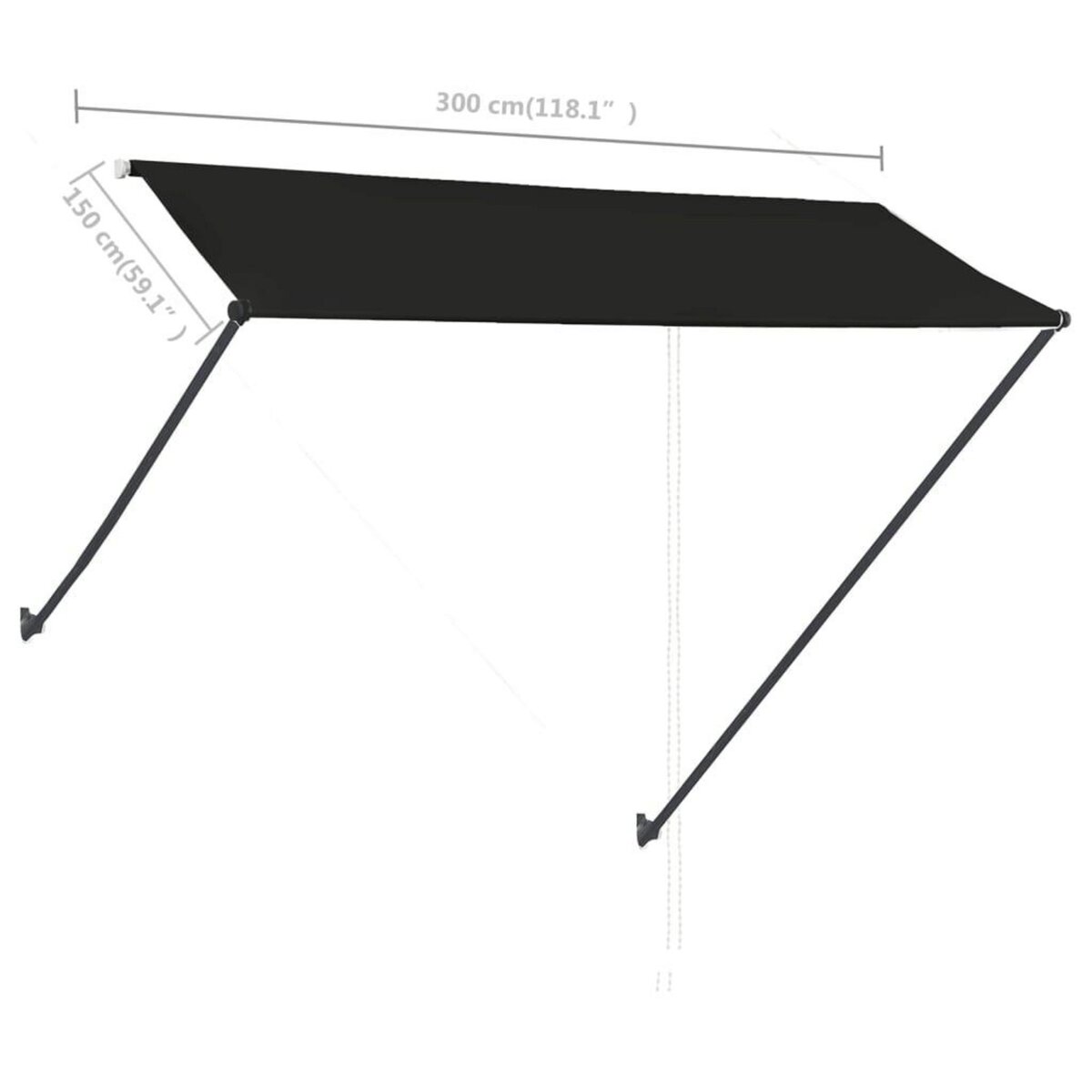 VIDAXL Auvent retractable avec LED 300x150 cm Anthracite