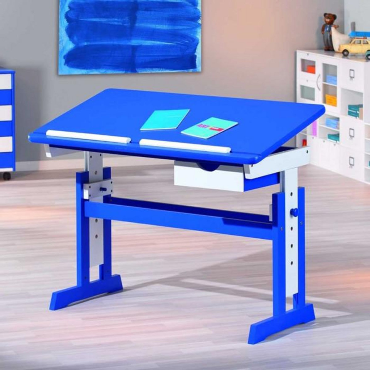 Paris Prix Bureau Enfant Pupitre Bois  Study  109cm Bleu