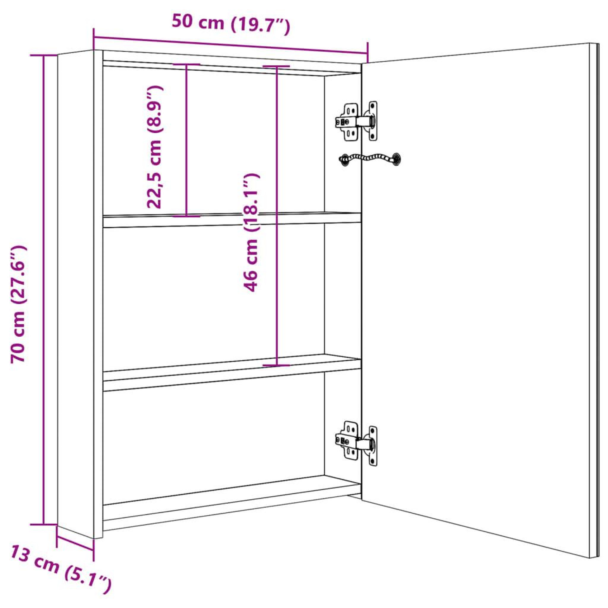 Voir la diapositive 6 : VIDAXL Armoire de salle de bain a miroir led 50x13x70 cm