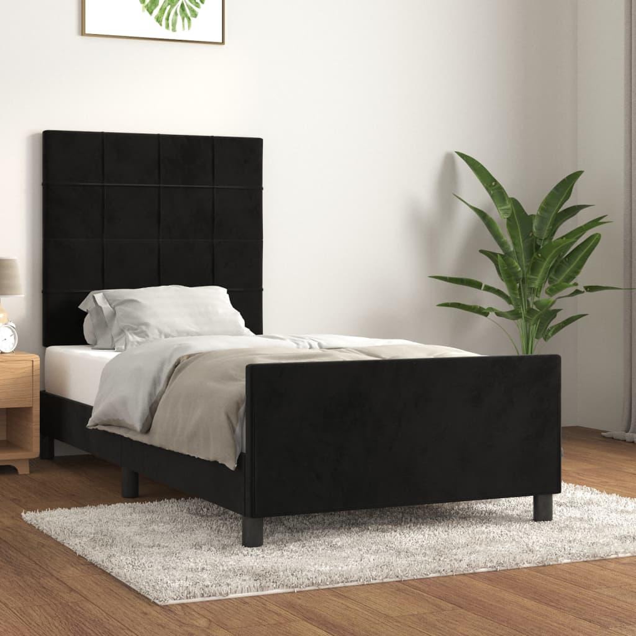Voir la diapositive 1 : VIDAXL Cadre de lit sans matelas noir 100x200 cm velours