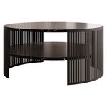 BEST MOBILIER Cruz - table basse ronde - effet marbre noir - 1 niche - 75 cm. Coloris disponibles : Noir