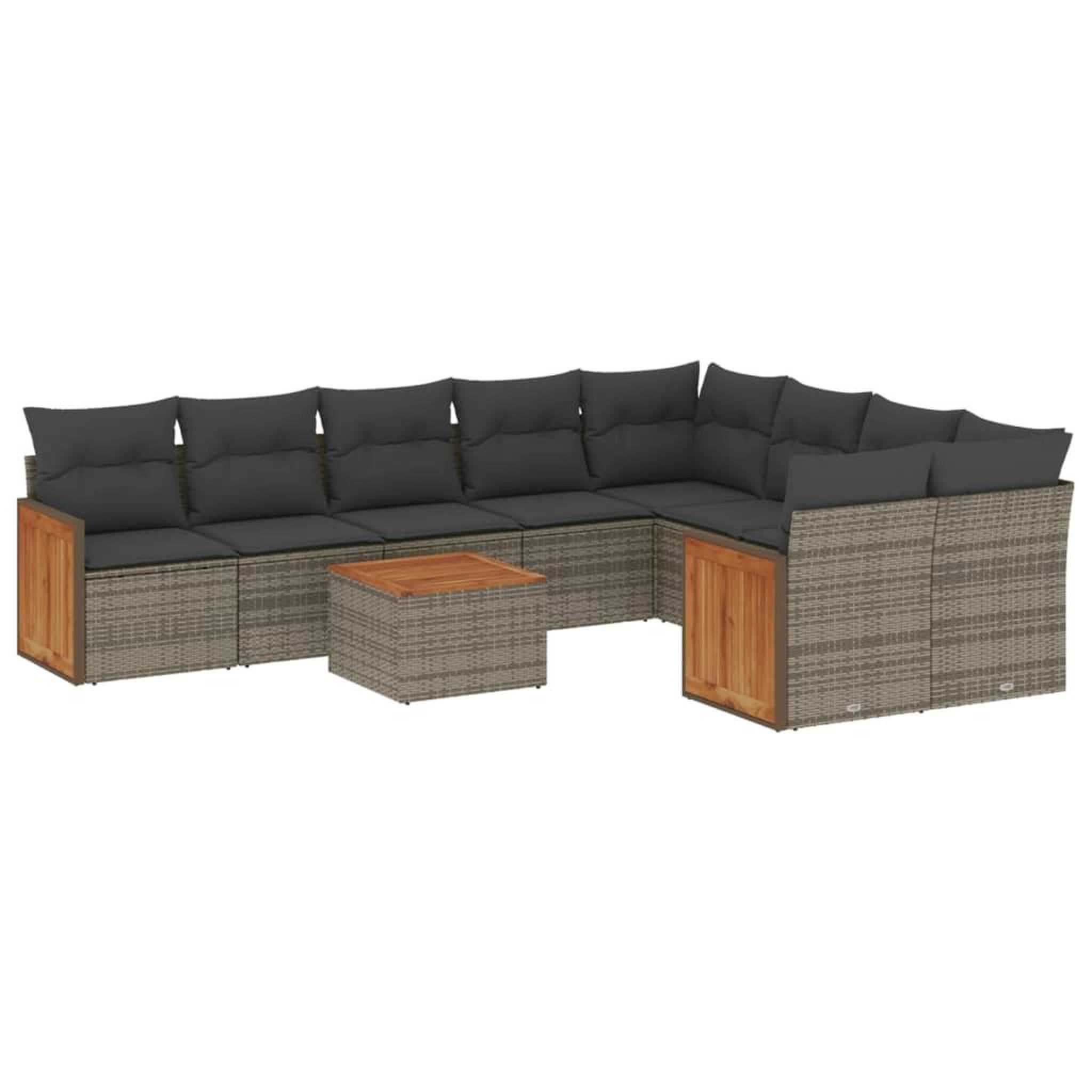 Voir la diapositive 2 : VIDAXL Salon de jardin avec coussins 10 pcs gris resine tressee