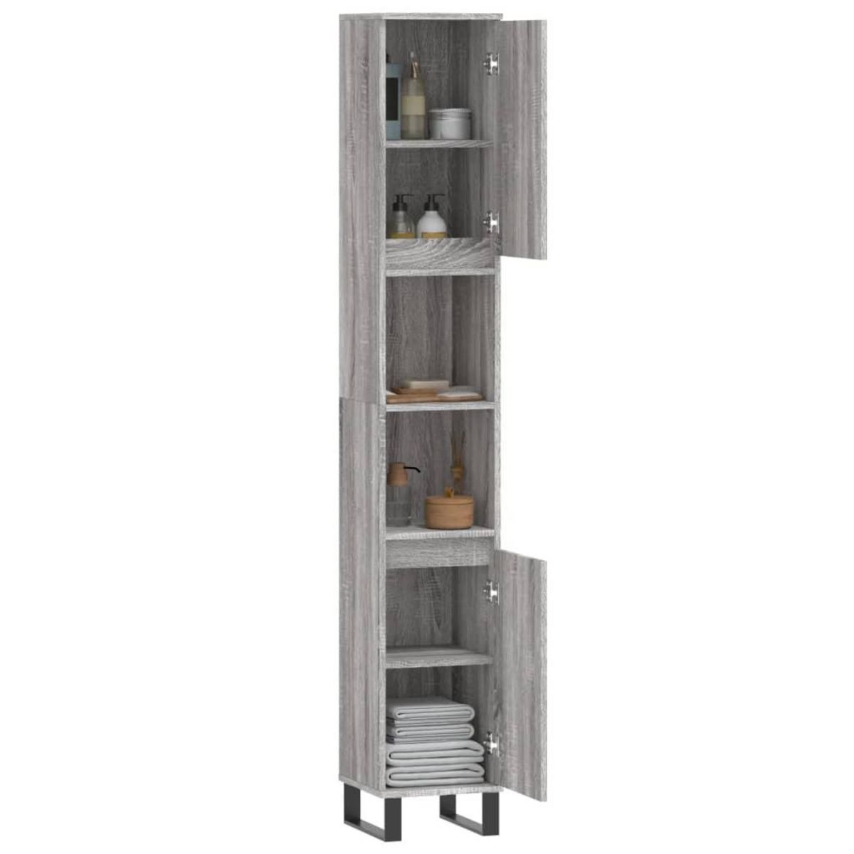 VIDAXL Armoire de bain sonoma gris 30x30x190 cm bois d'ingenierie