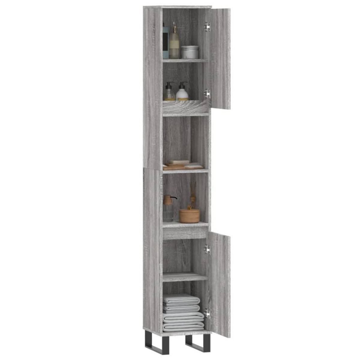 VIDAXL Armoire de bain sonoma gris 30x30x190 cm bois d'ingenierie
