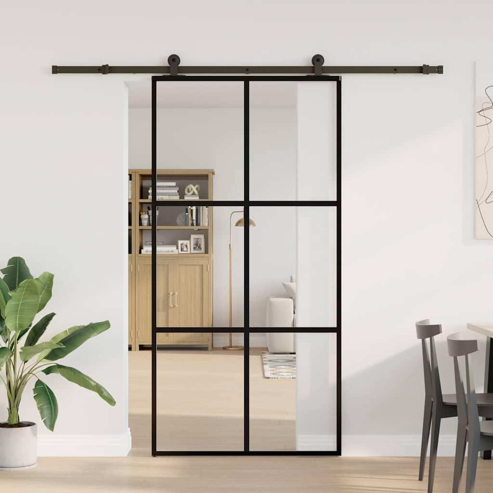 Voir la diapositive 2 : VIDAXL Porte coulissante et quincaillerie ESG verre et aluminium