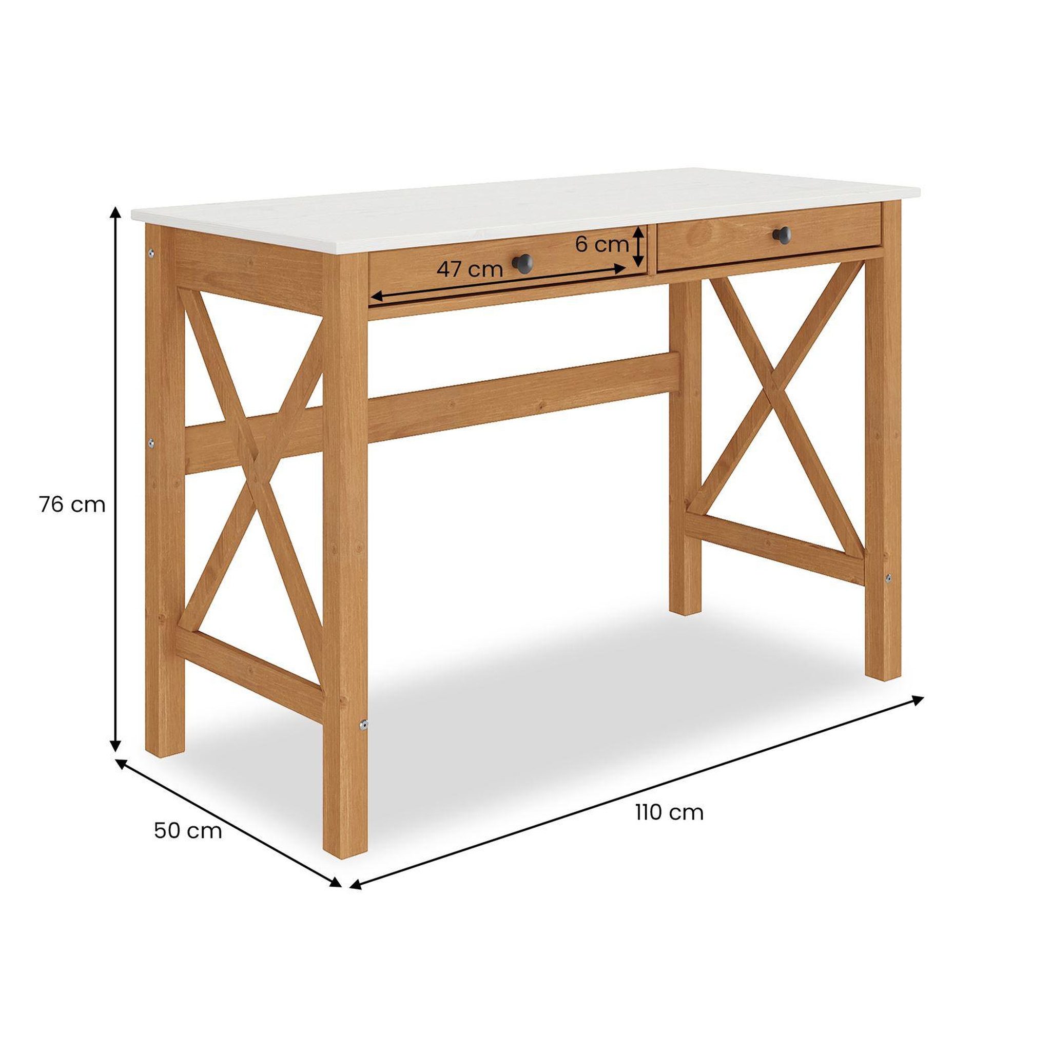 Voir la diapositive 6 : IDIMEX Bureau adrian l 110 cm 2 tiroirs en bois massif