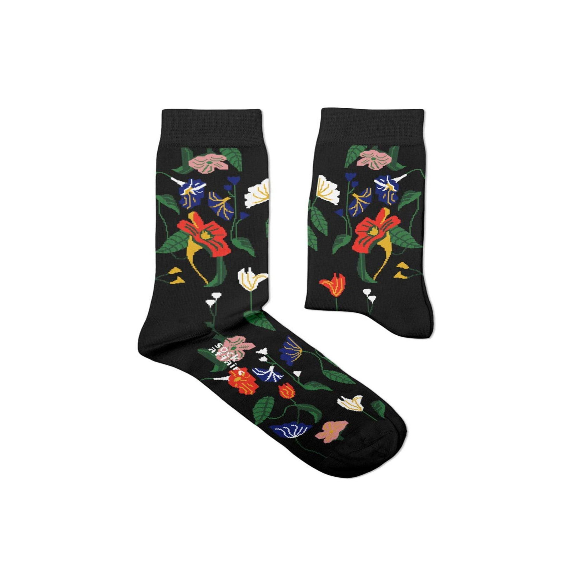 SOCK AFFAIRS Chaussettes fleurs nature morte, severin roesen. Coloris disponibles : Noir