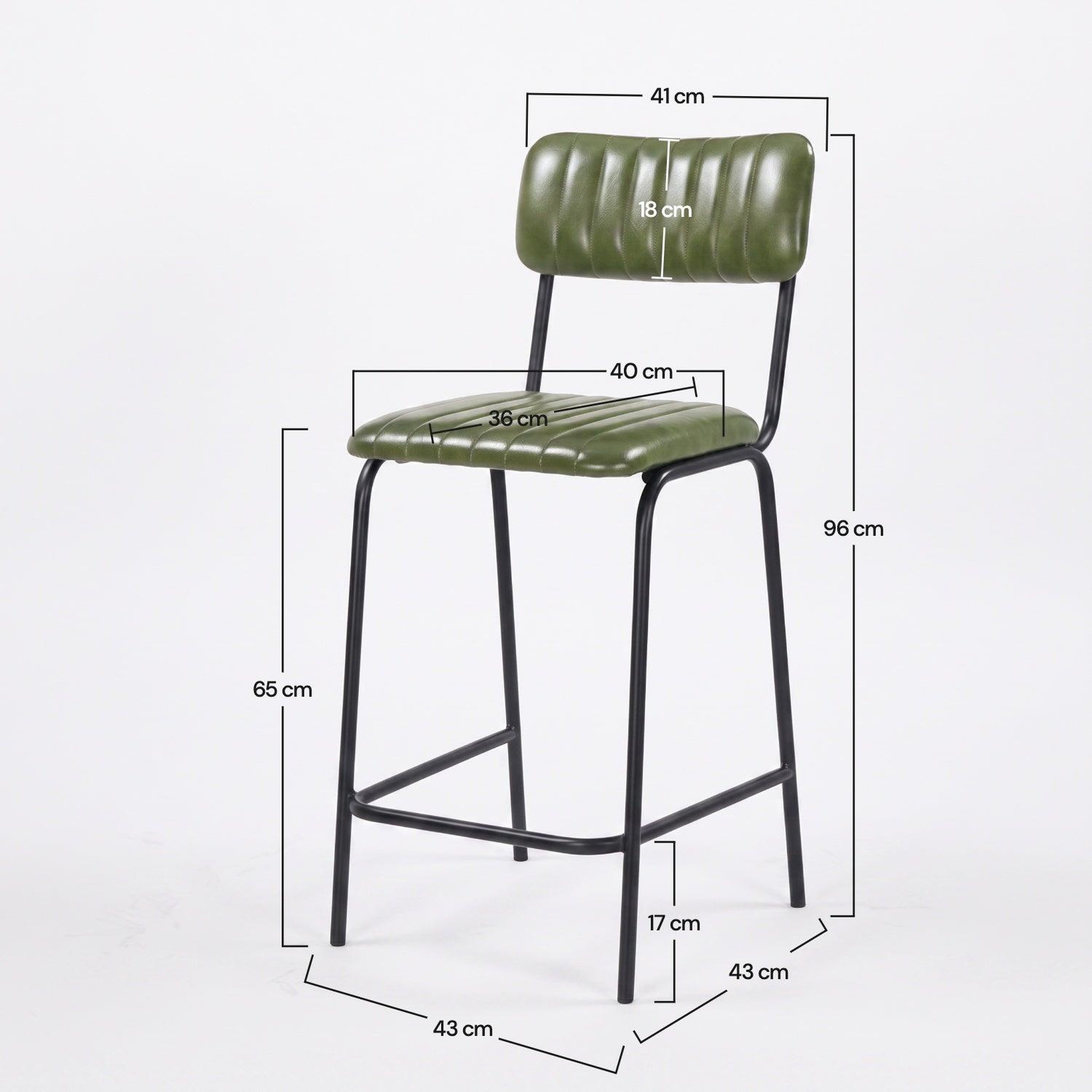 Voir la diapositive 4 : MAISON PAVANE Lot de 2 chaises pour îlot central 65 cm en cuir de buffle vert-Arsène