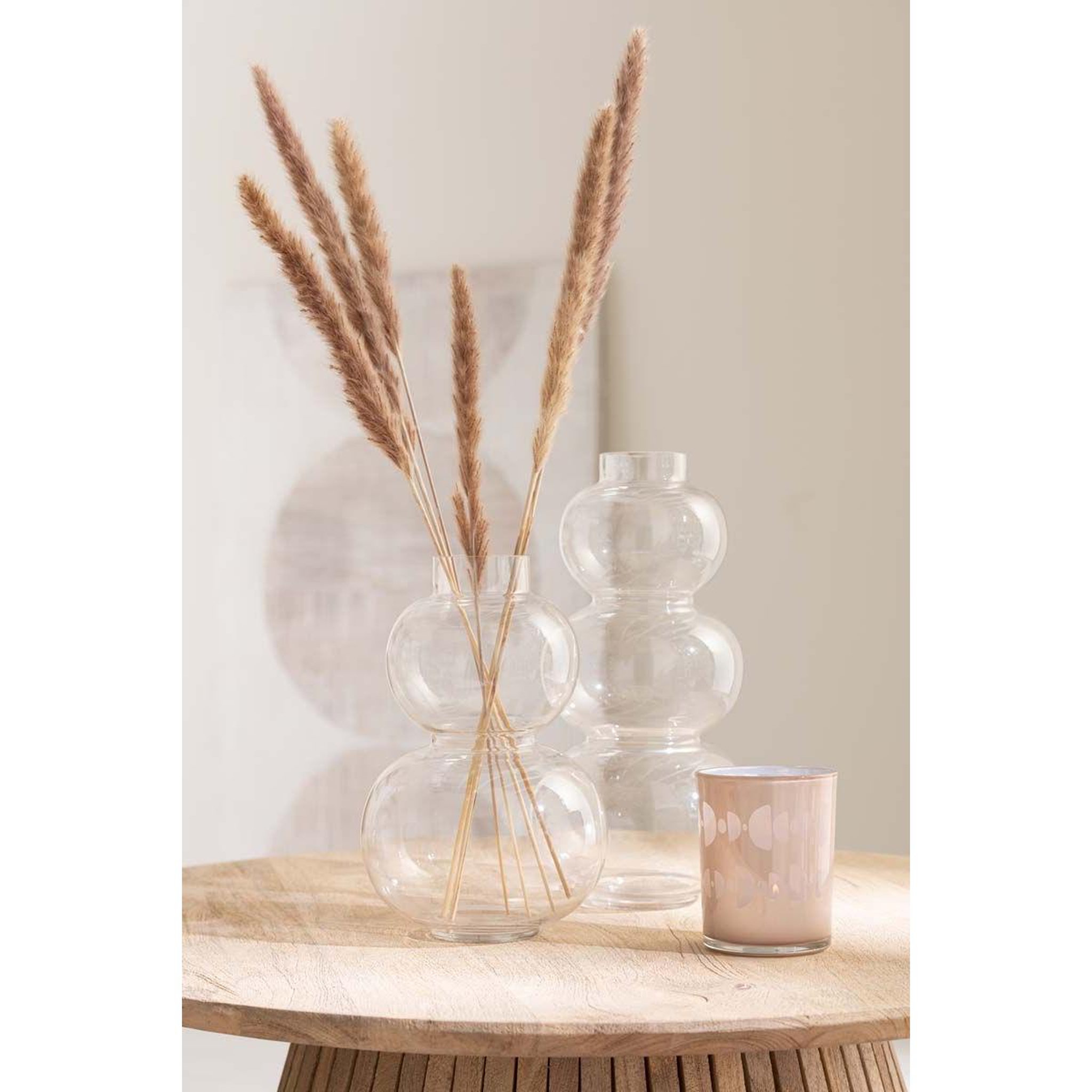 Voir la diapositive 2 : J-LINE Vase design en verre  boule  36cm transparent
