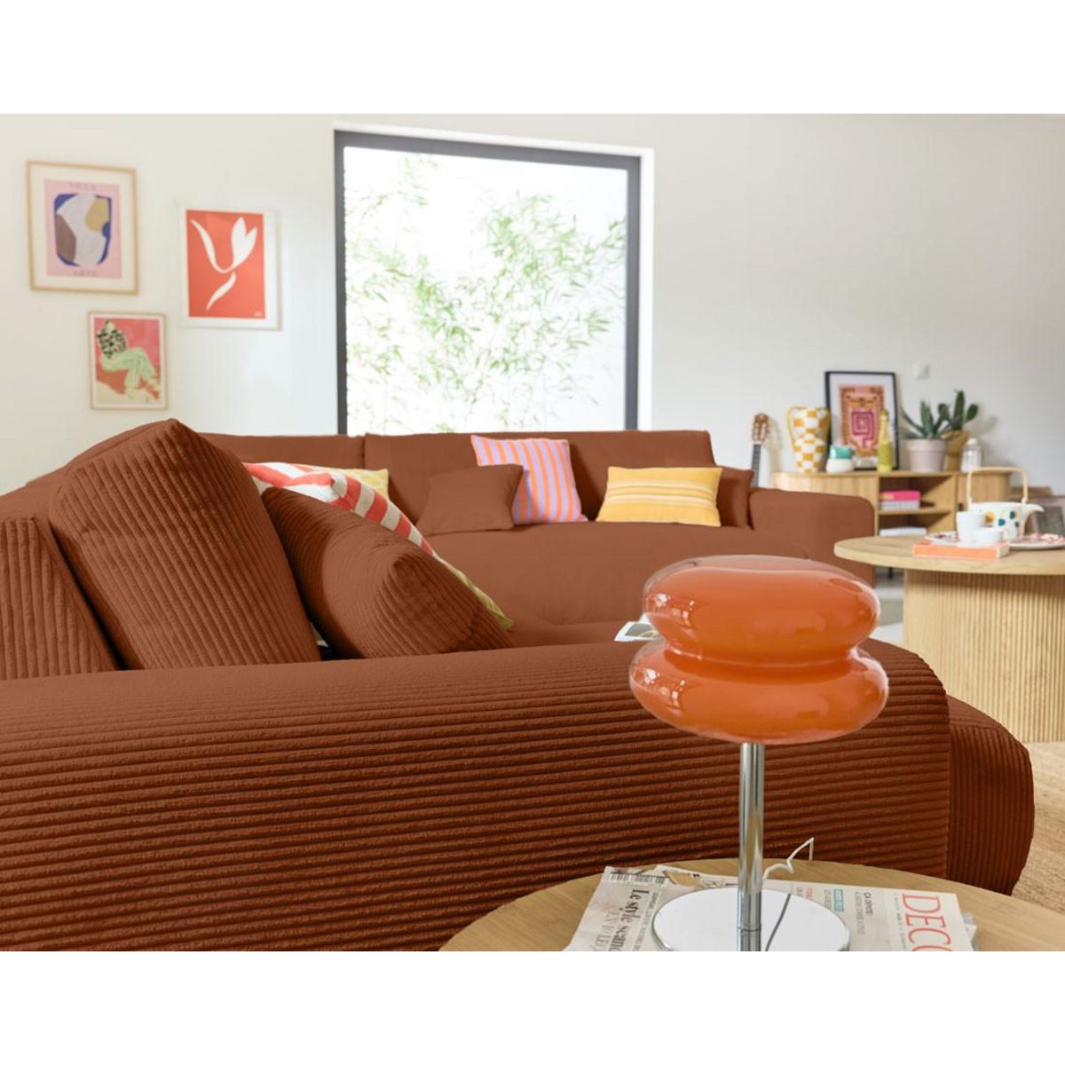 LISA DESIGN Garance - canapé modulable d'angle droit - 8 places - en velours côtelé