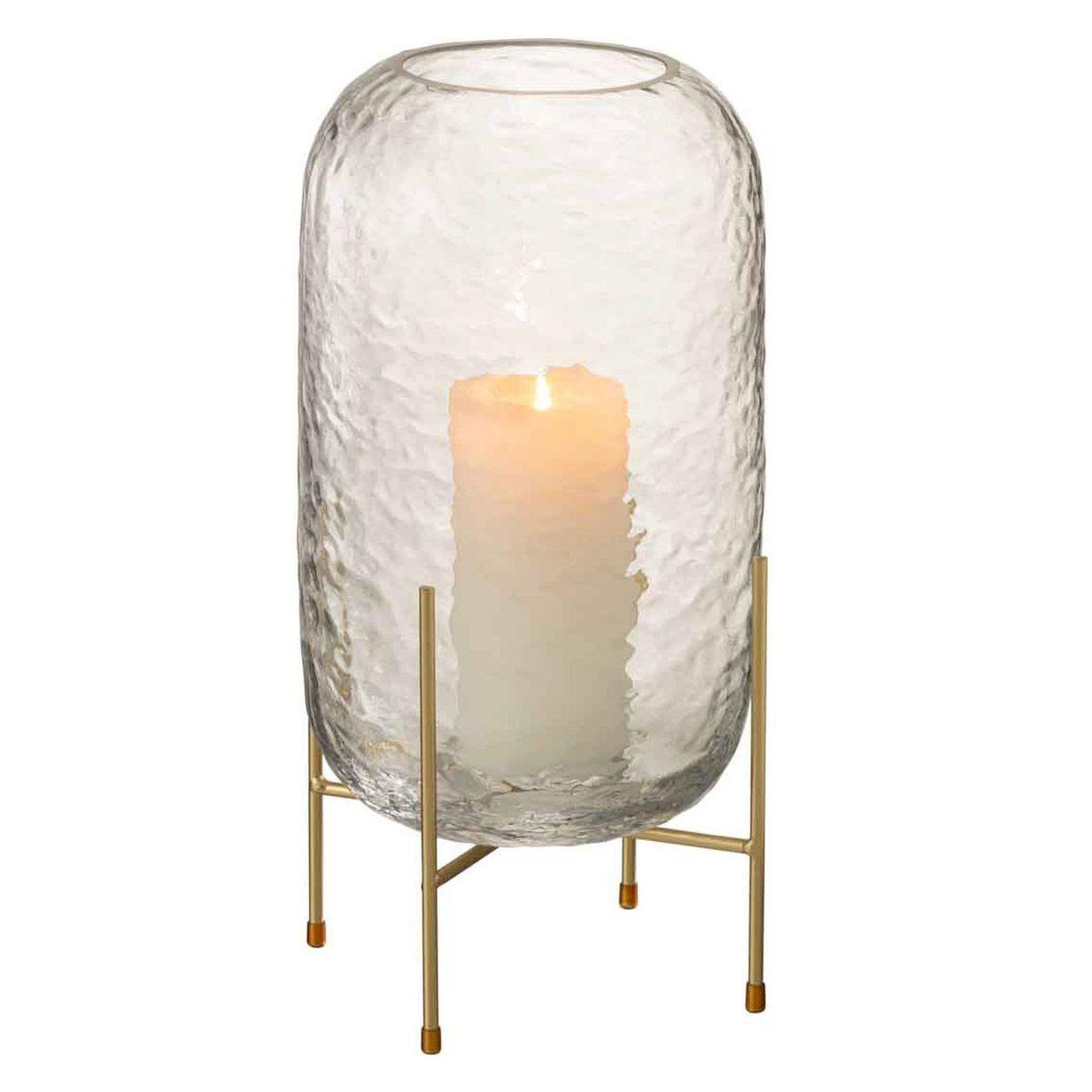 Voir la diapositive 2 : J-LINE Vase sur Pied en Verre  Pieto  30cm Transparent