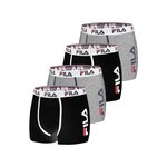 FILA Lot de 4 Boxers Coton homme FU5040 Uni. Coloris disponibles : Noir