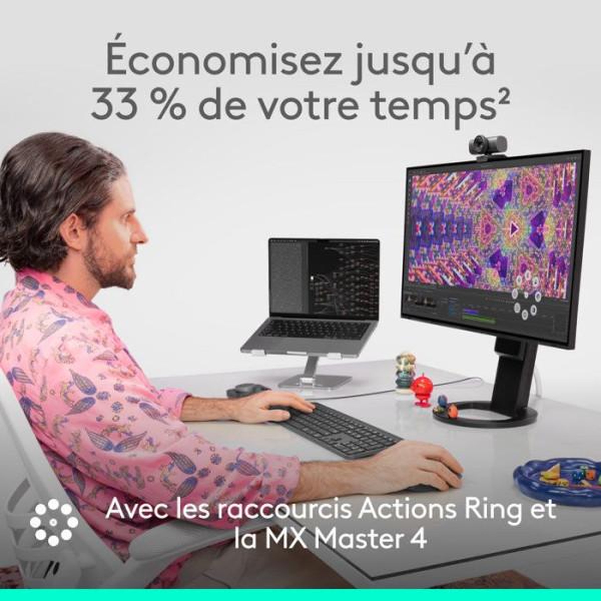Voir la diapositive 3 : Logitech Souris sans fil - Logitech - MX Master 4 - Ergonomique - Graphite