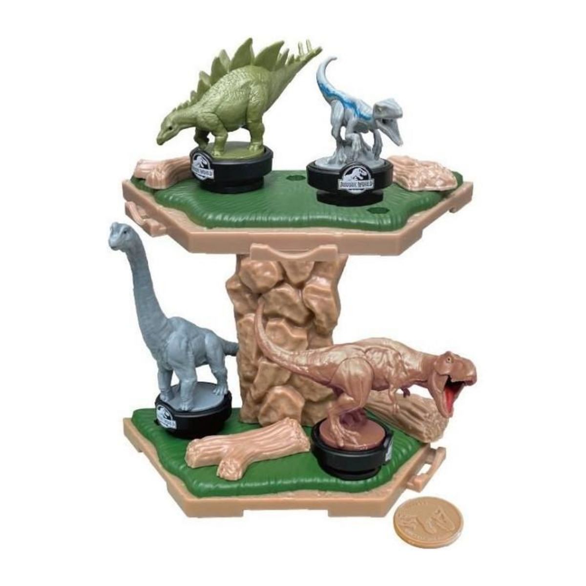 EPOCH Jeu d'Équilibre - EPOCH GAMES - Jurassic World Island Quake - Dinosaures sur Plateforme, Dernier en Place Gagne !