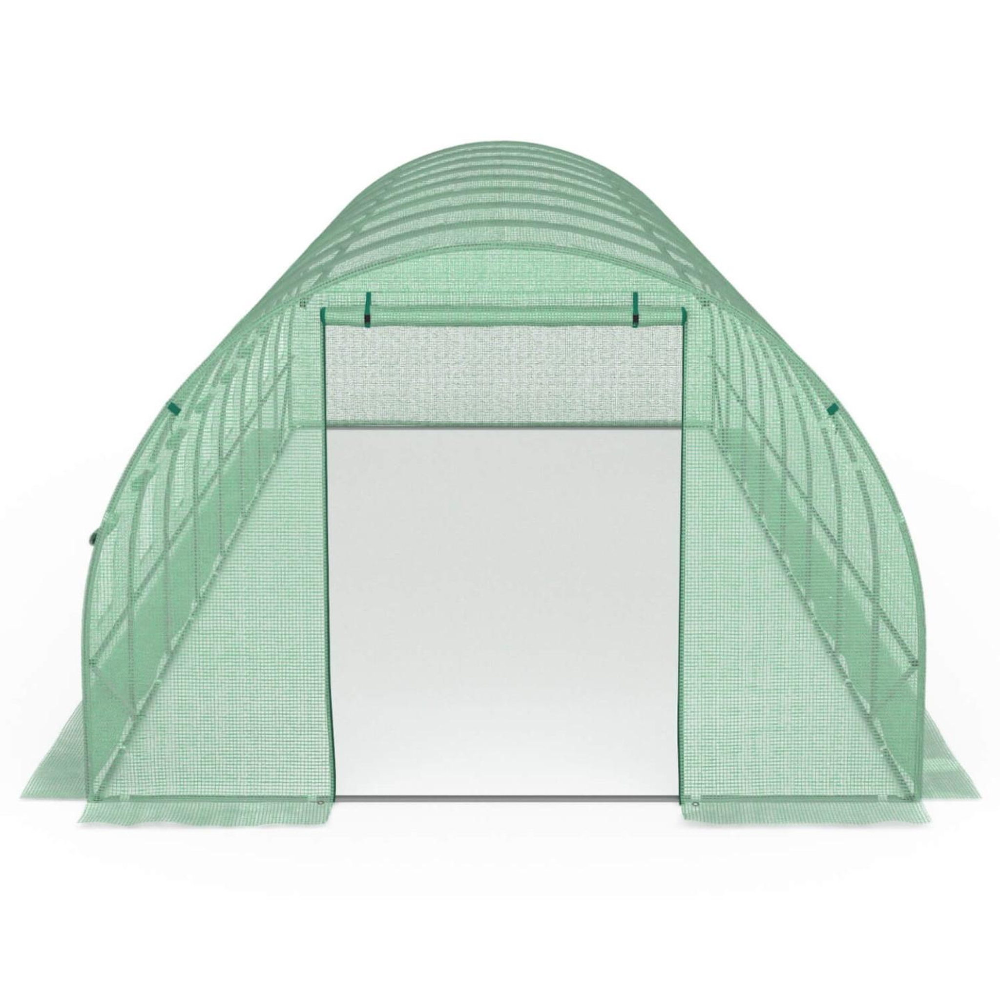 Voir la diapositive 4 : ID MARKET Serre de jardin tunnel 24m² 8 x 3 x 2 m acier galvanisé + bâche anti-uv avec porte et fenêtres des andes verte