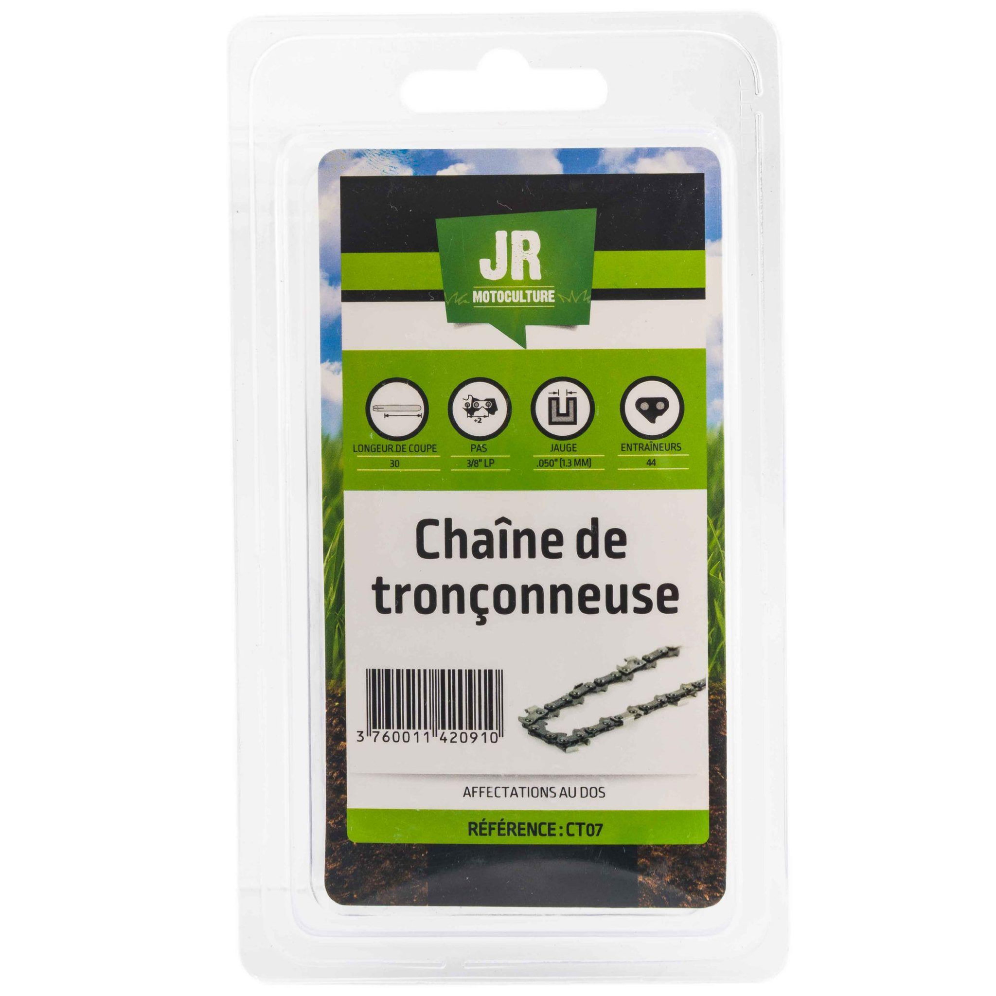 Voir la diapositive 2 : JR MOTOCULTURE Chaîne tronçonneuse pour coupe de 30cm