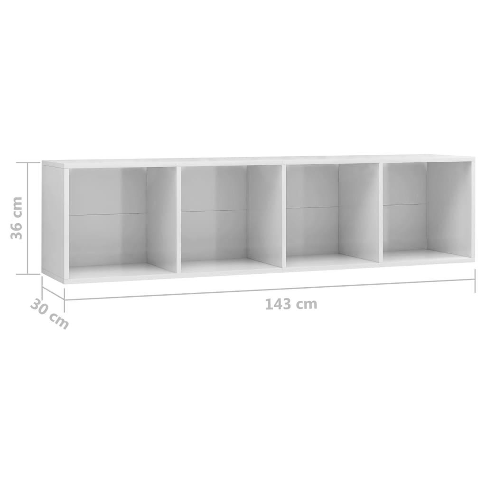 Voir la diapositive 6 : VIDAXL Bibliotheque/Meuble TV Blanc brillant 143x30x36 cm