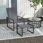 Voir la diapositive 2 : OUTSUNNY Ensemble fauteuil relax de jardin avec repose-pied métal noir tissu mesh gris