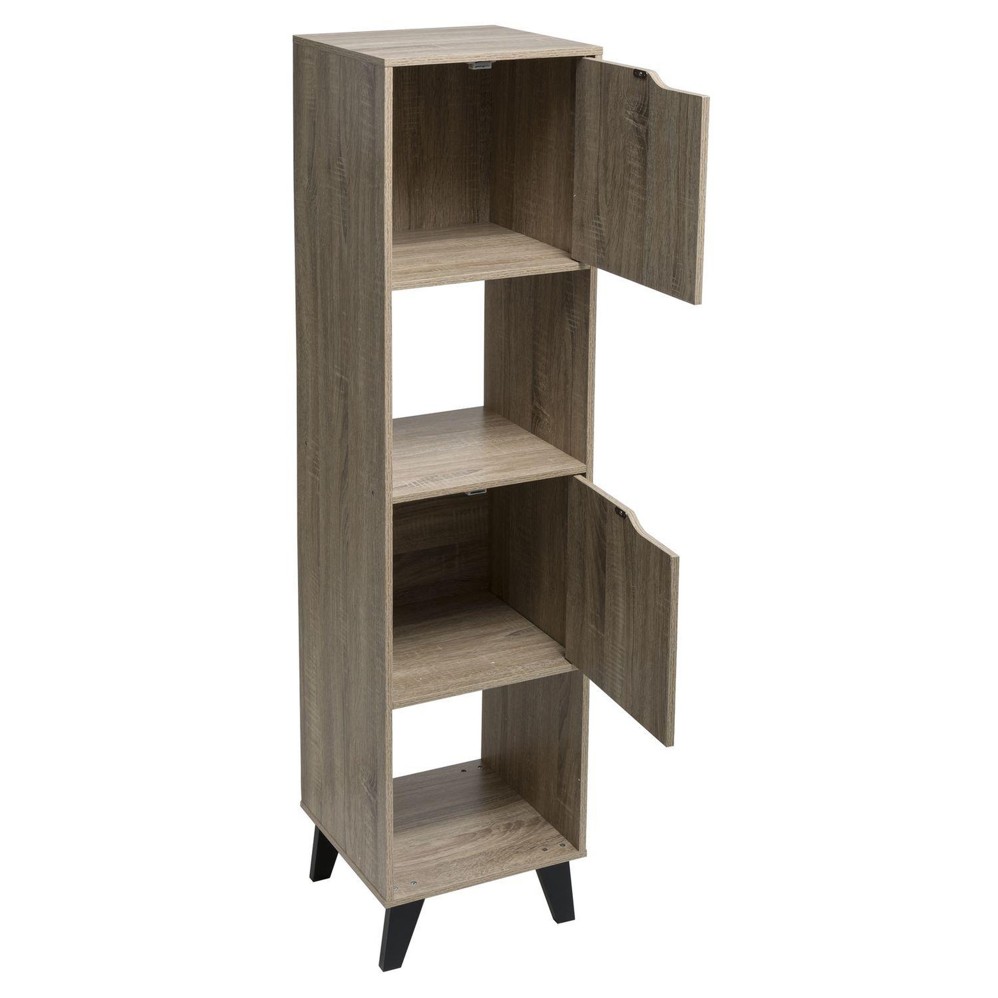 Voir la diapositive 2 : ATMOSPHERA Etagère 4 cases mix sur pied - l. 34,5 cm x h. 146,5 cm - beige