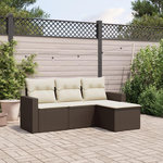 VIDAXL Salon de jardin 4 pcs avec coussins marron resine tressee